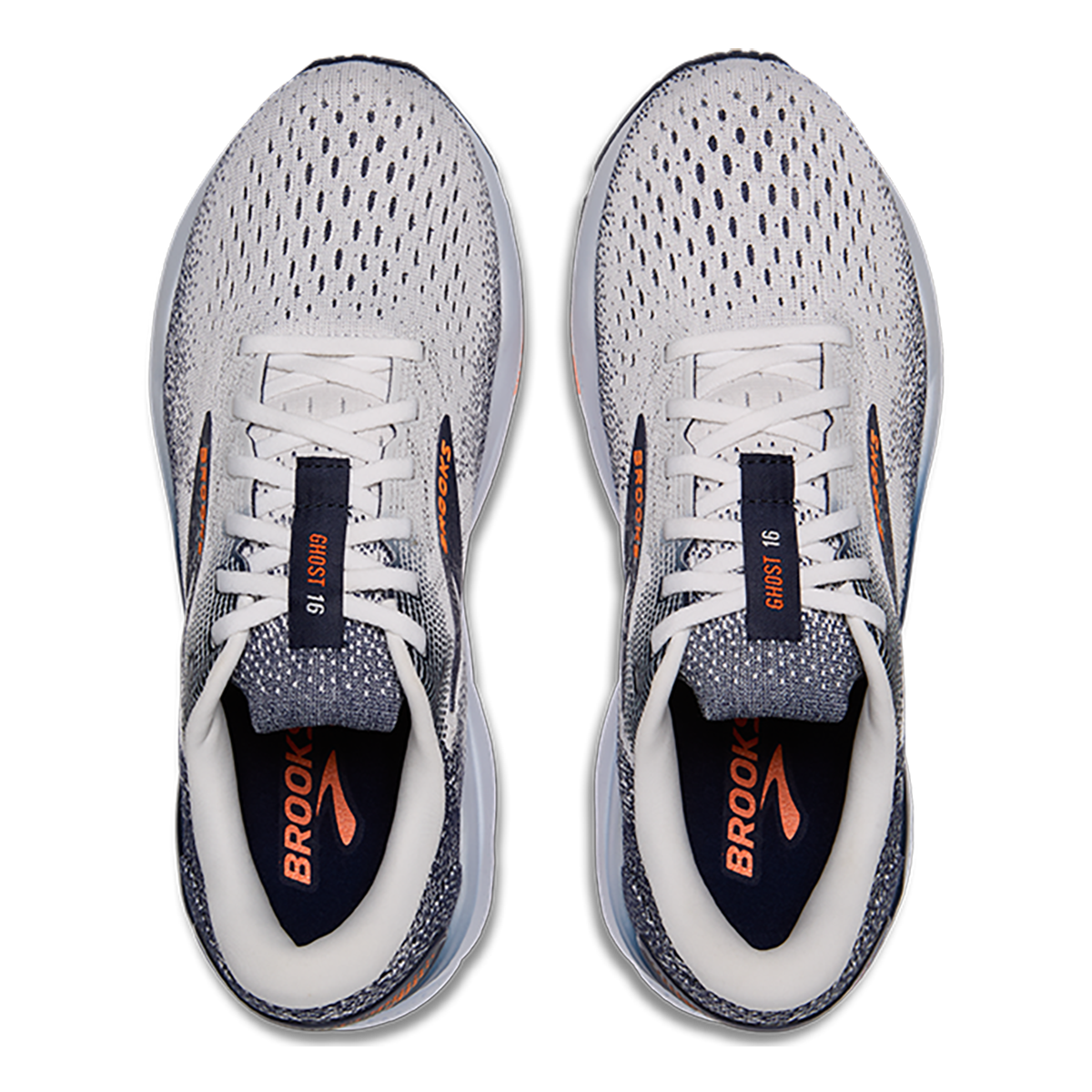 Brooks Ghost 16 - White - Peacoat - Orange