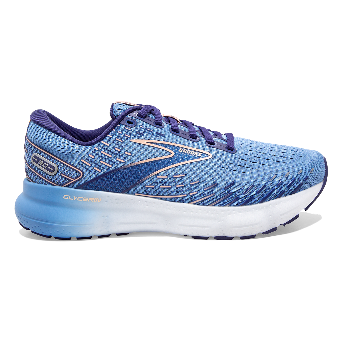 Brooks Glycerin 20 - Blissful Blue - Peach - White