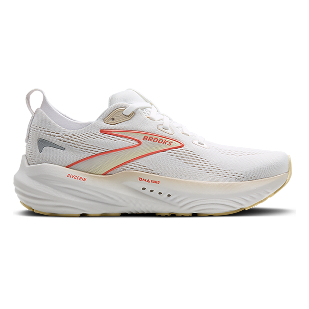 Brooks Glycerin 22 White - Almond Peach - Hot Coral