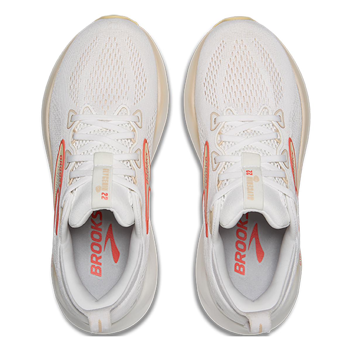 Brooks Glycerin 22 White - Almond Peach - Hot Coral