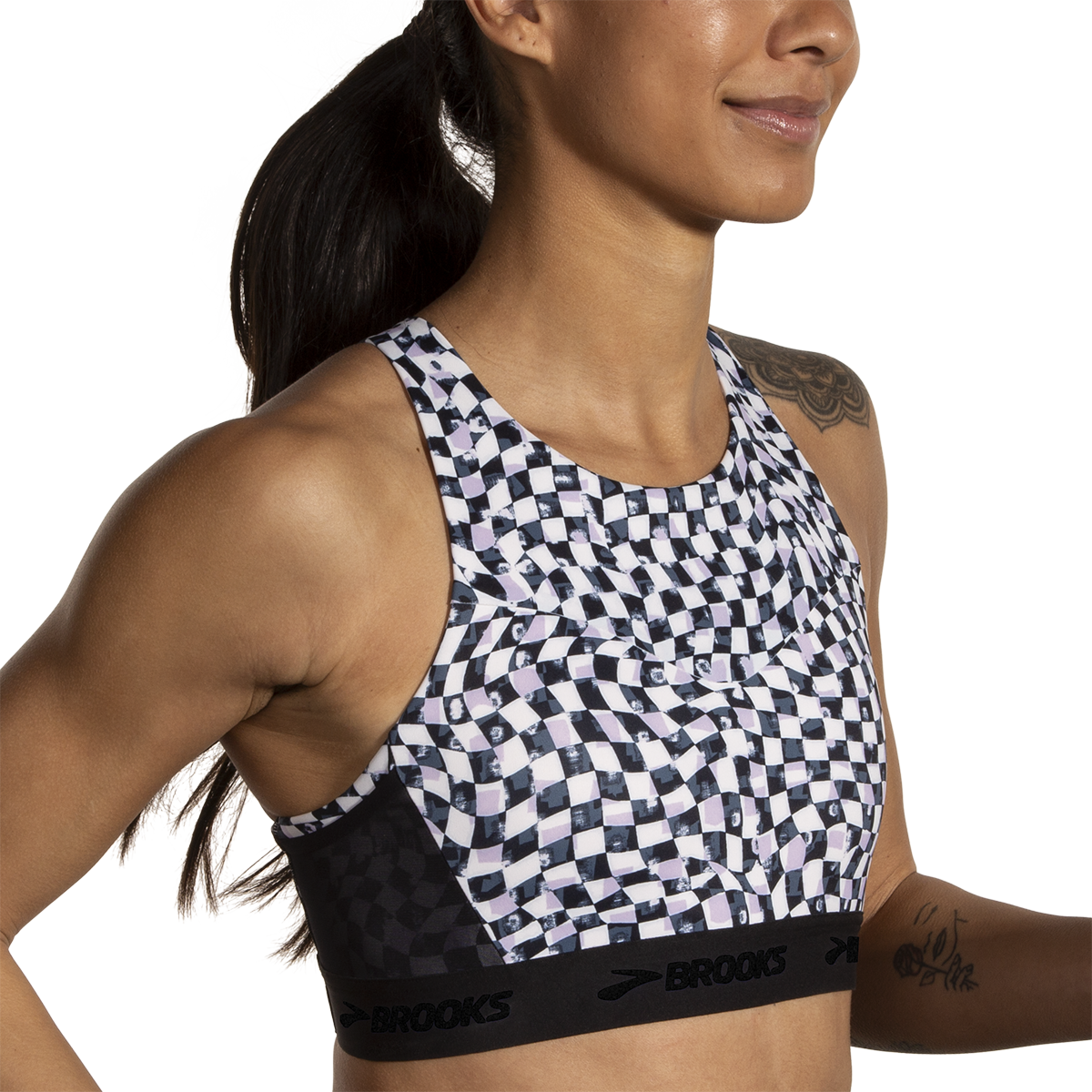 Brooks Drive 3 Pocket Run Bra - Speed Check B/W