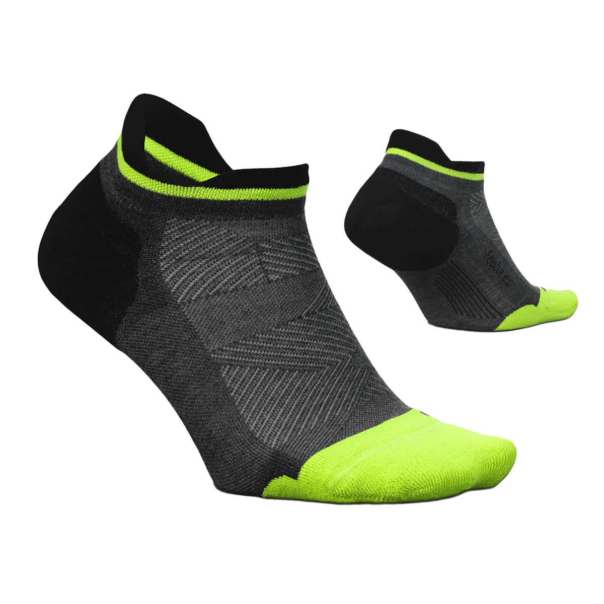 Feetures Elite Max Cushion No Show Tab - Black Neon