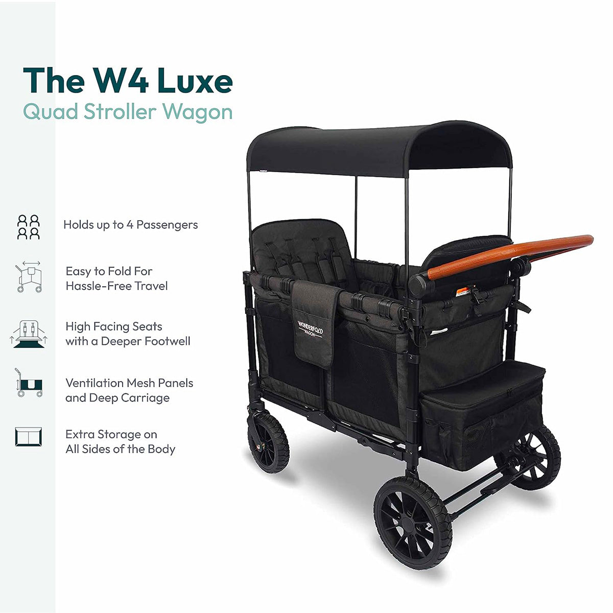 WonderFold W4 Luxe Quad Stroller Wagon