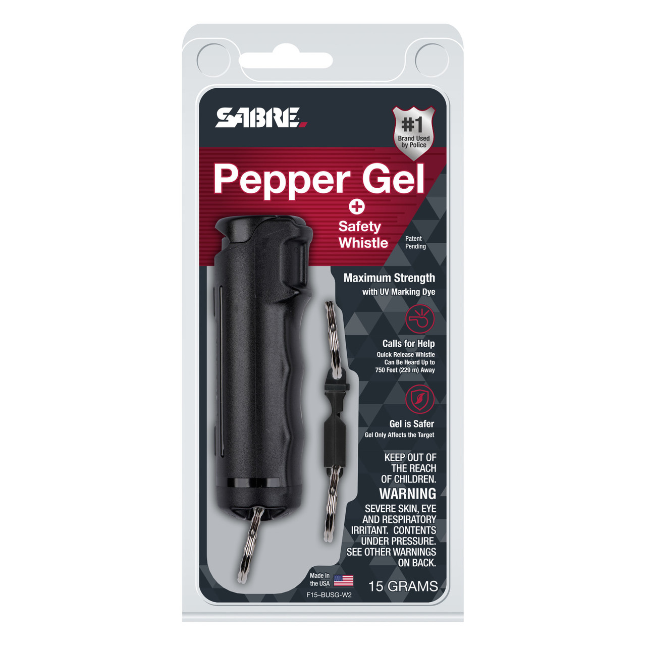 Sabre 2-in-1 .54oz Pepper Gel with Quick-Release Whistle