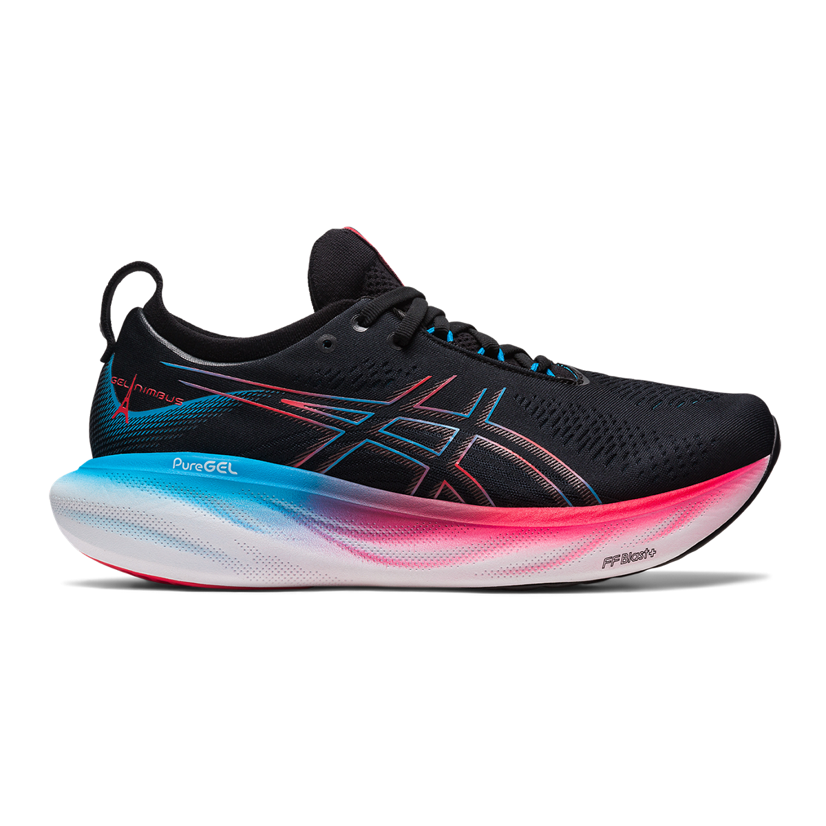 Asics Gel Nimbus 25 - Black - Electric Red