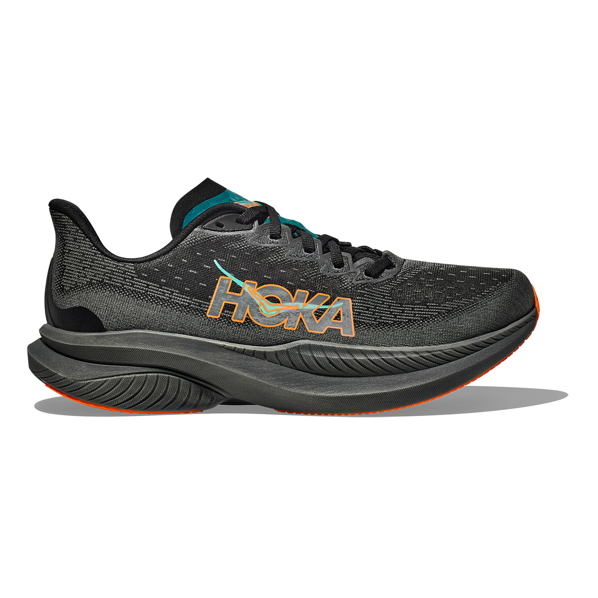 Hoka Mach 6 - Black - Electric Tangerine