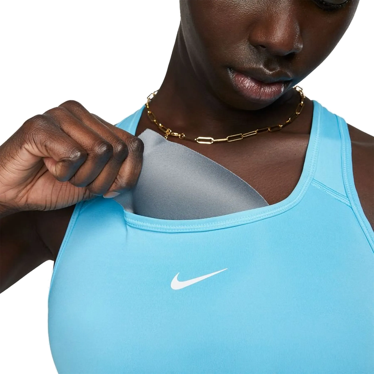 Nike Dri-FIT Swoosh Bra Baltic Blue - White