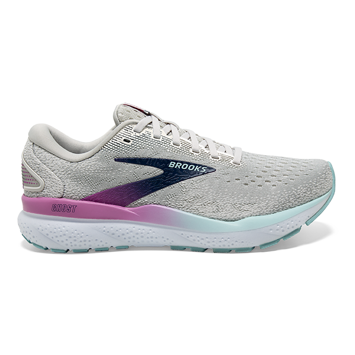 Brooks Ghost 16 - White - Grey - Estate Blue