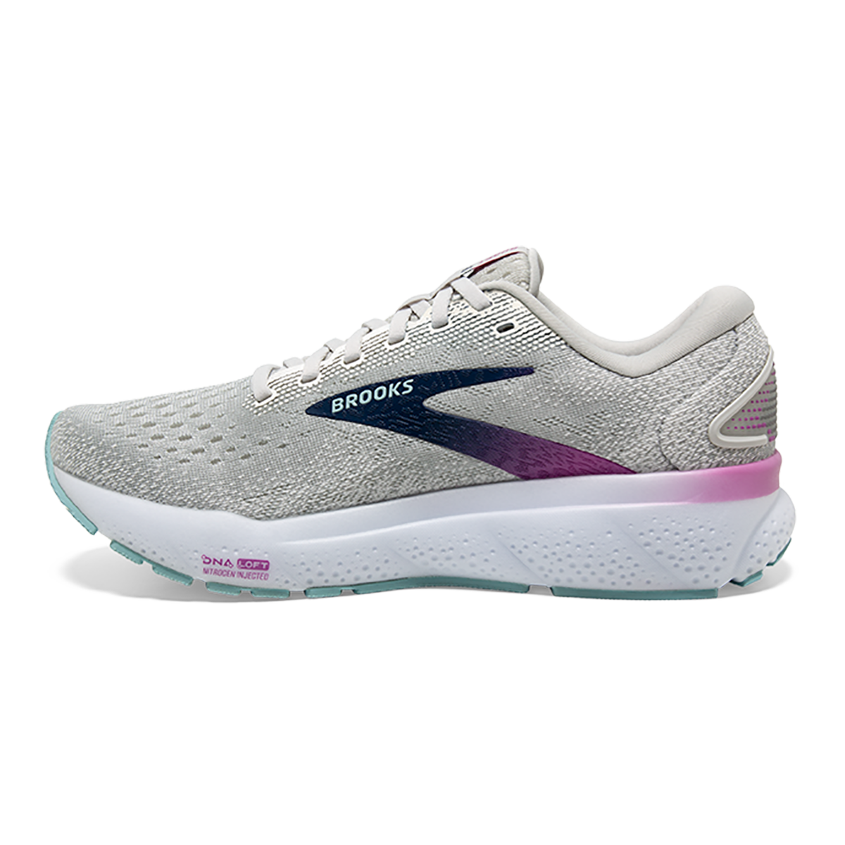 Brooks Ghost 16 - White - Grey - Estate Blue